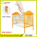 2015 NEW China Manufacturer Steel Frame in imitation of wooden Baby Crib with Mosquito net Folding without tools